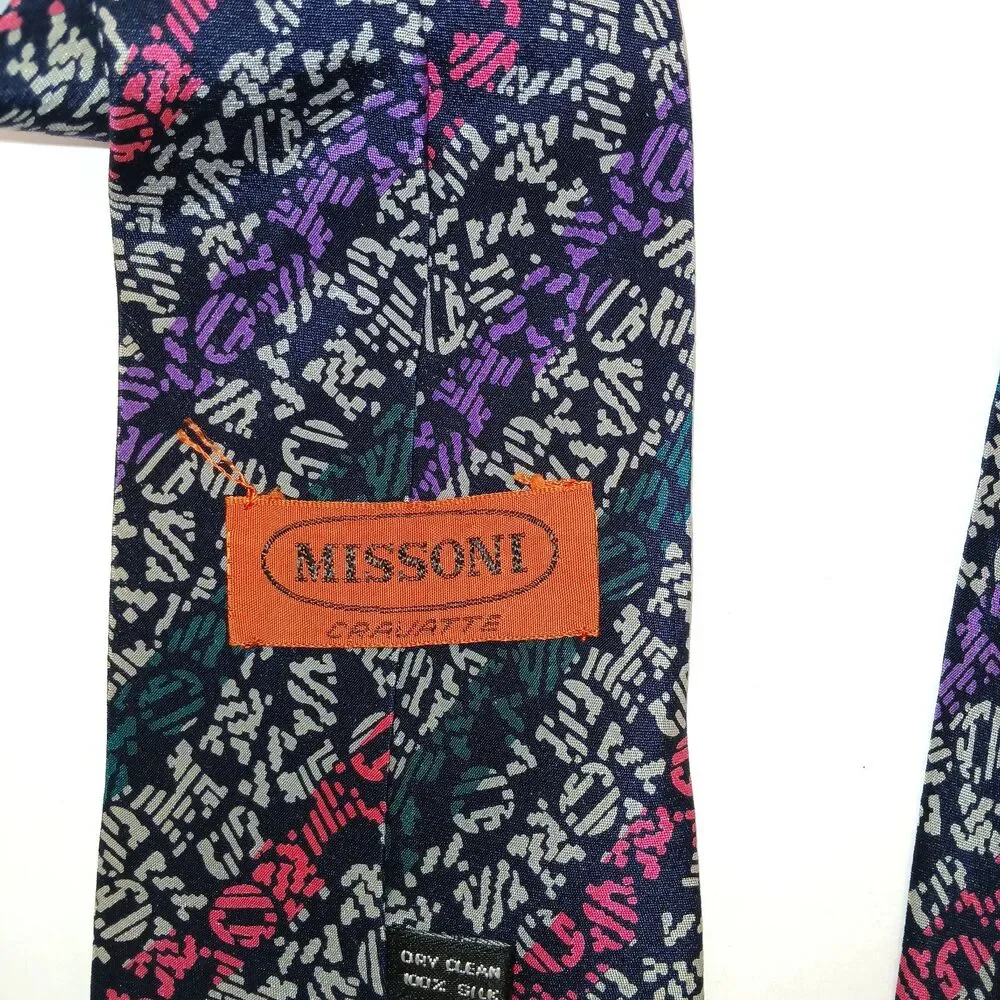 Missoni Cravatte Men's Tie 100% Silk  Necktie Letters Print Multicolor Spain